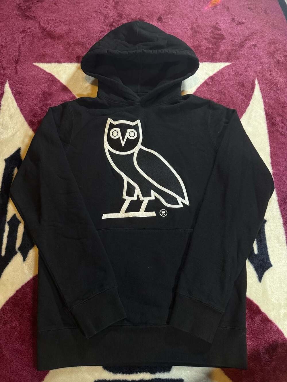OVO Black Hoodie with Owl Logo, Small